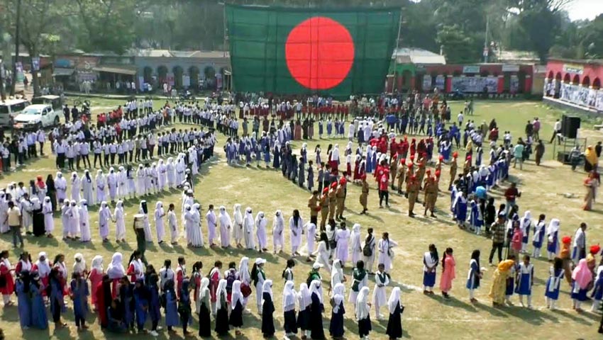 নড়াইলে শত কণ্ঠে ৭ মার্চের ভাষণ ও জাতীয় সংগীত